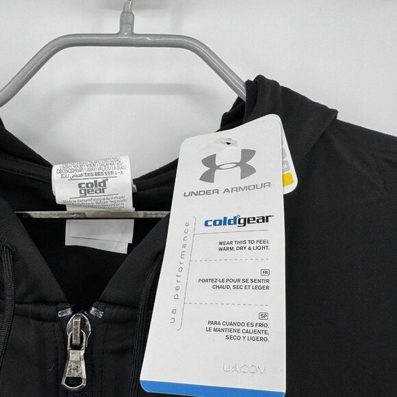 Under Armour Cold Gear Full Zip Hooded Jacket sz M Women's in Black Fleece Lined - Picture 5 of 11
